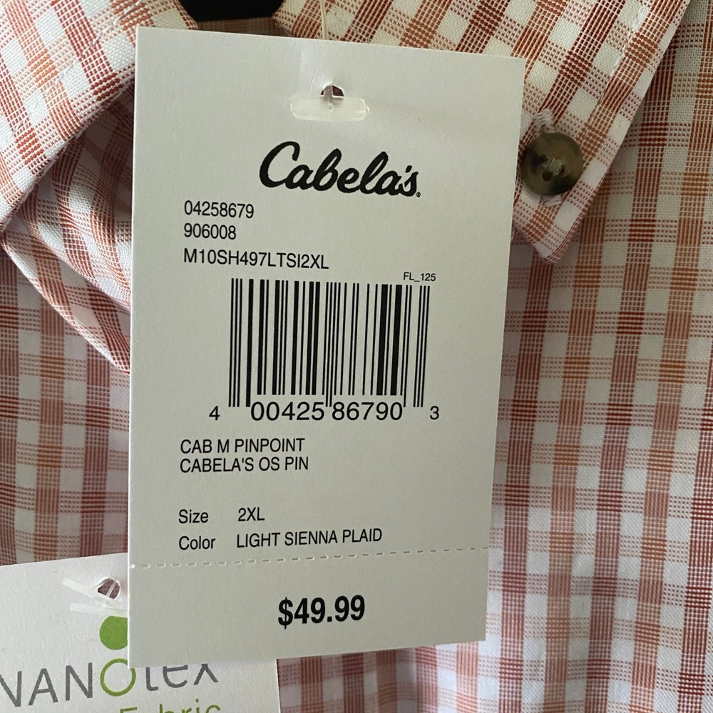 Cabela's Men's Short-Sleeved Button-Down Shirt Size 2XL White Red Plaid NWT - Picture 6 of 8
